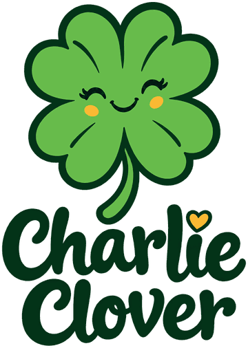 Charlie Clover logo: a smiling four-leaf clover