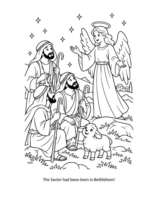 Sample coloring page from Benny the Lamb and the First Christmas
