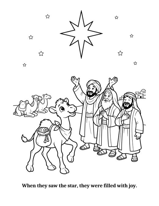 Sample coloring page from Caramel the Camel and the Christmas Star
