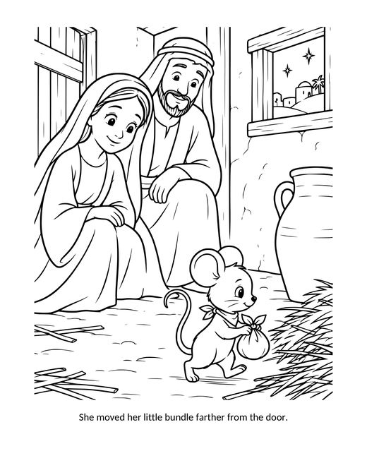 Sample coloring page from Mila the Mouse and the Christmas Guests